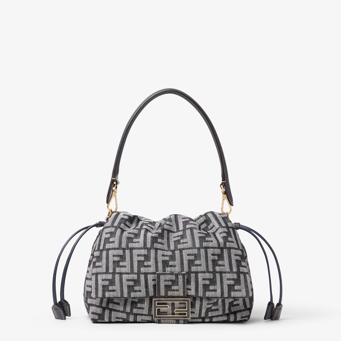FENDI Mamma Baguette Medium Dark blue denim-effect FF jacquard bag - Image 1